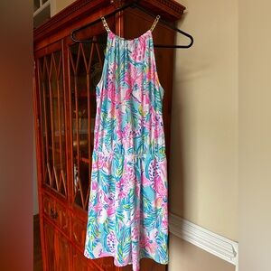 Lilly Pulitzer mini dress gold chain straps
